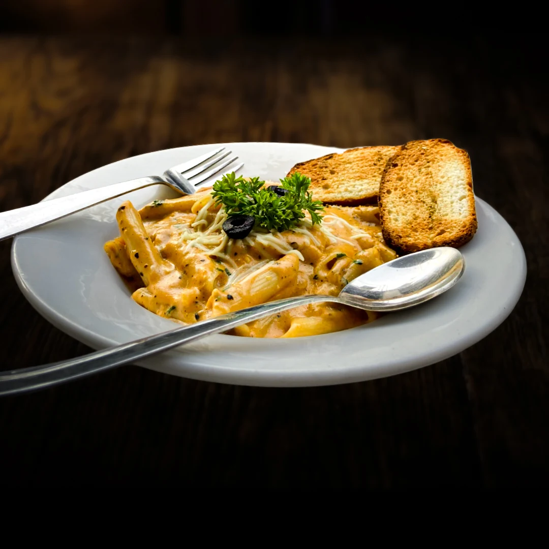 Real creamy pasta presentation at Chairish Cafe Jaipur