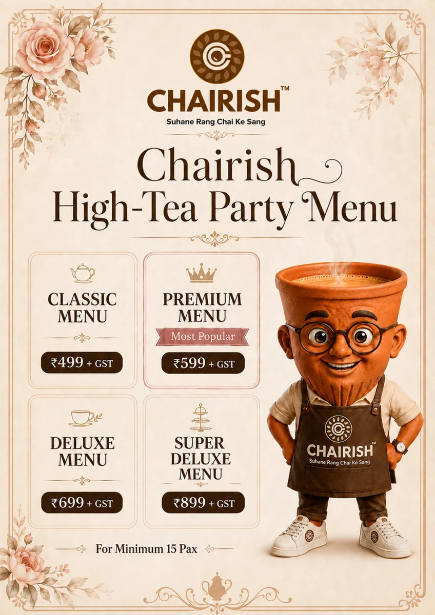 Chairish Cafe High Tea Party Menu Jaipur packages from 499 plus GST