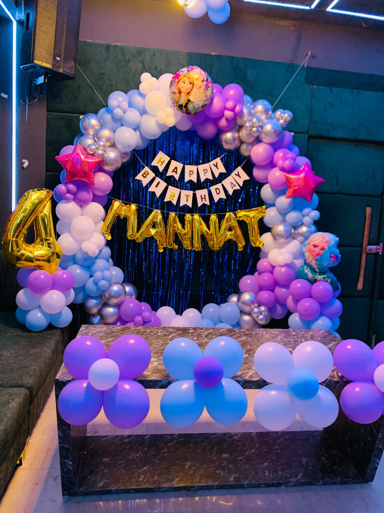 Second view of the kids birthday balloon decoration inside Chairish Cafe near WTP