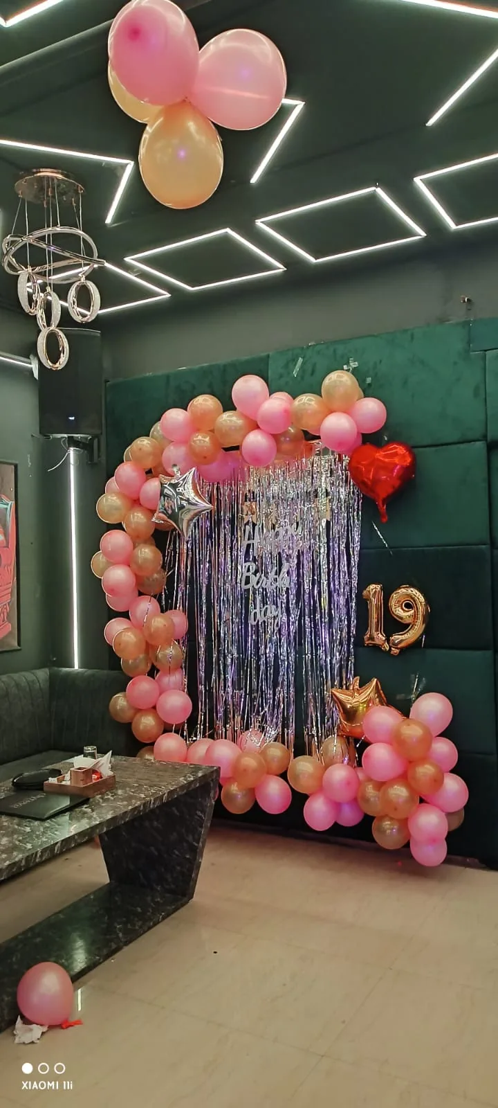 19th birthday decoration inside Chairish Cafe party hall